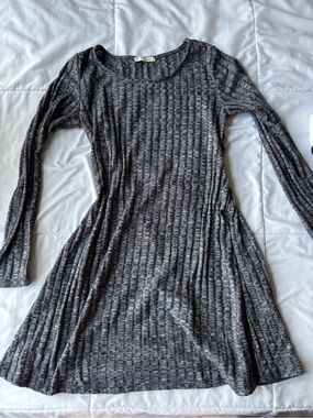 Copper Key Heathered Gray Ribbed Knit Dress